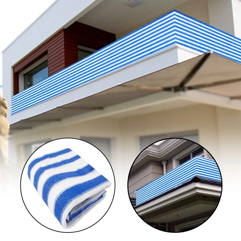 Blue And White Stripe Anti-UV Sunshade Net Awning Sail Window Awning Plant Cover Decoration Balcony Fence Veranda Net Privacy
