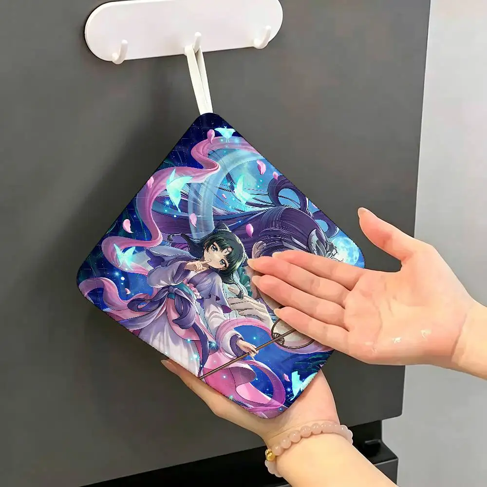 Anime The Apothecary Diaries Hanging Style Hand Wiping Towel, Polyester Cotton, Anti-fade for Indoor Kitchen Living Room