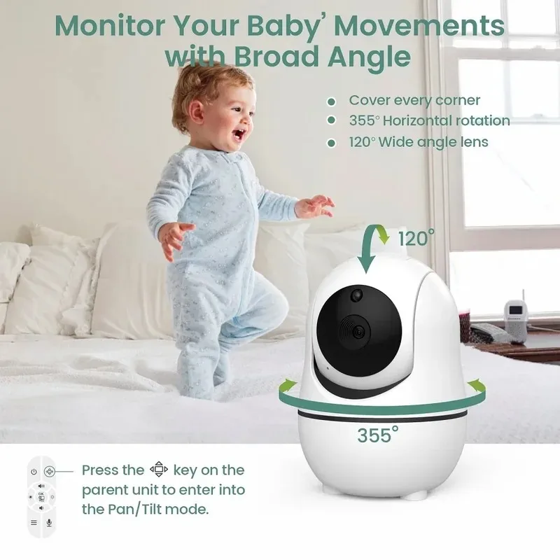 Imagem -04 - Split Screen Video Baby Monitor Pan Tilt Câmera Zoom 4x Visão Noturna 2-way Audio Canção de Ninar Vox Babá Babá 720p hd