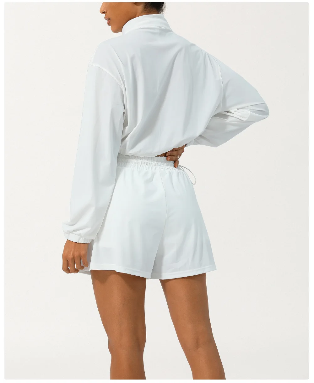 Frauen Outdoor-Lauf anzug Sommer einfarbig zweiteilig Yoga-Set atmungsaktive schnell trocknende Fitness-Sport bekleidung Trainings kleidung – Detail 16