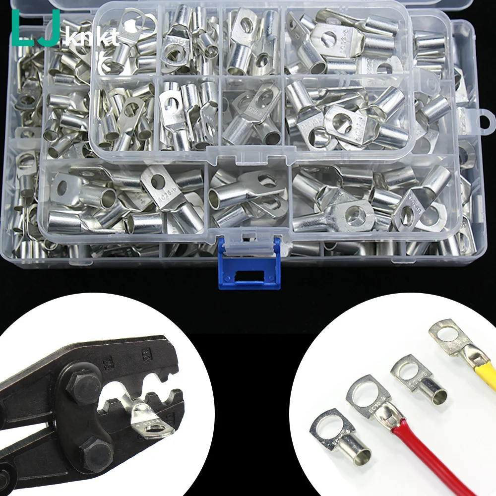 

SC 6-25 Assortment Tinned Copper Lugs Ring Crimp Terminals Wire Connector Bare Cable Battery Kit Factory wholesale terminator