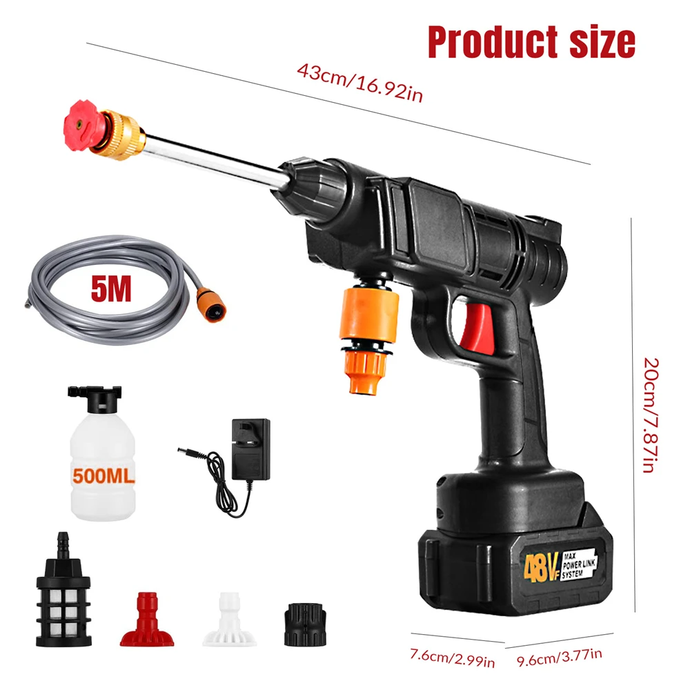 300W 30Bar Cordless High Pressure Car Washer Spray Water Gun 2x15000mAh Lithium Battery Household Electric Car Wash Machine