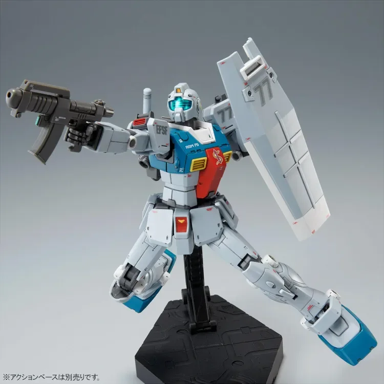 Bandai-figura de acción de Gundam RGM-79, HG 1/144, modelo Original de Anime, juguetes para niños, colección, en Stock