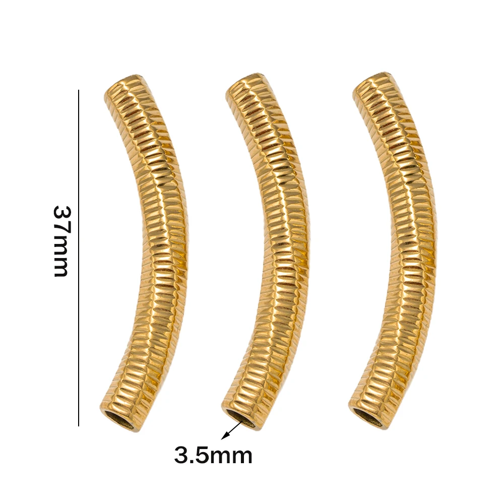 5pcs Stainless Steel Curved Long Tube Noodle Spacer Beads for DIY Wrist Bracelet Anklet Necklace Earring Jewelry Craft Making