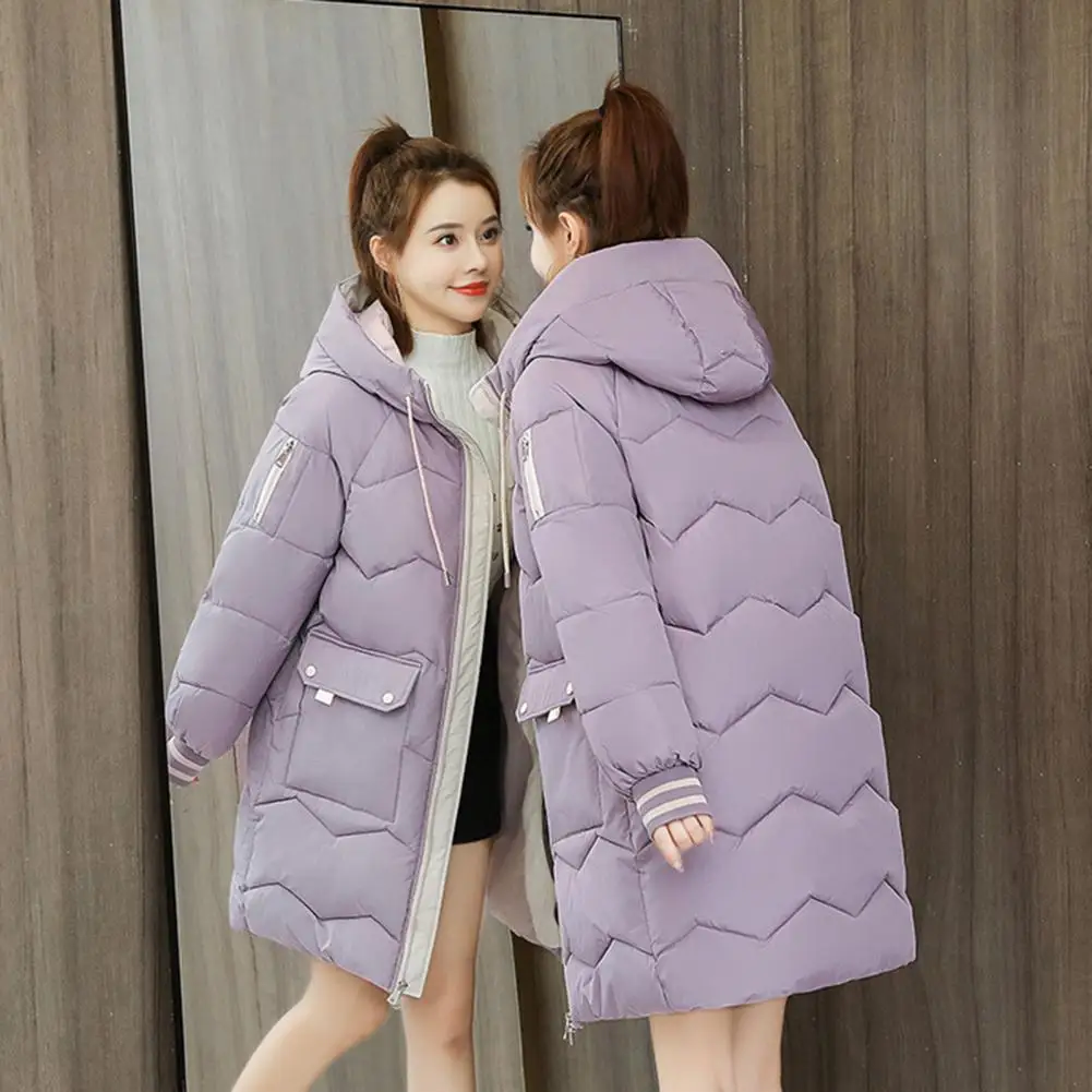 Women Jacket Windproof Thick Warm Long Puffer Coat White Female Basic  Overcoat Winter Parkas Hooded Cotton