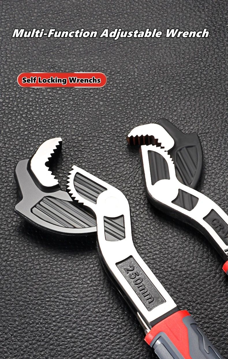 Universal Multifunctional Self-Locking Adjustable Wrench CR-V 6/8/10/12 Inch Fast Locking Multi Hand Tool for Bathroom Plumber