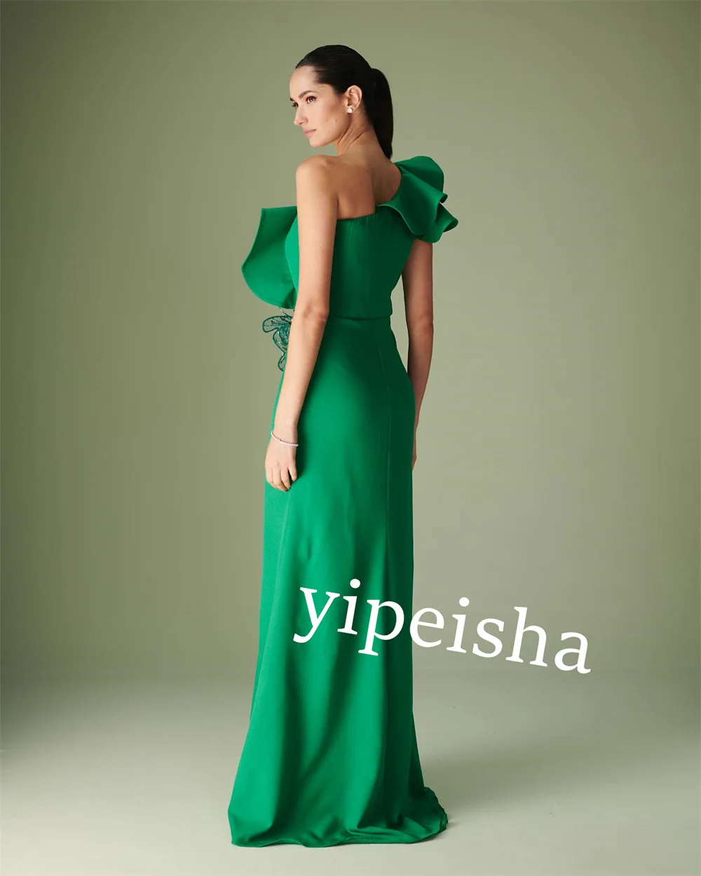 Customized Chiffon Flower Pleat Sash Graduation Straight One-shoulder Bespoke Occasion Gown  Long Dresses