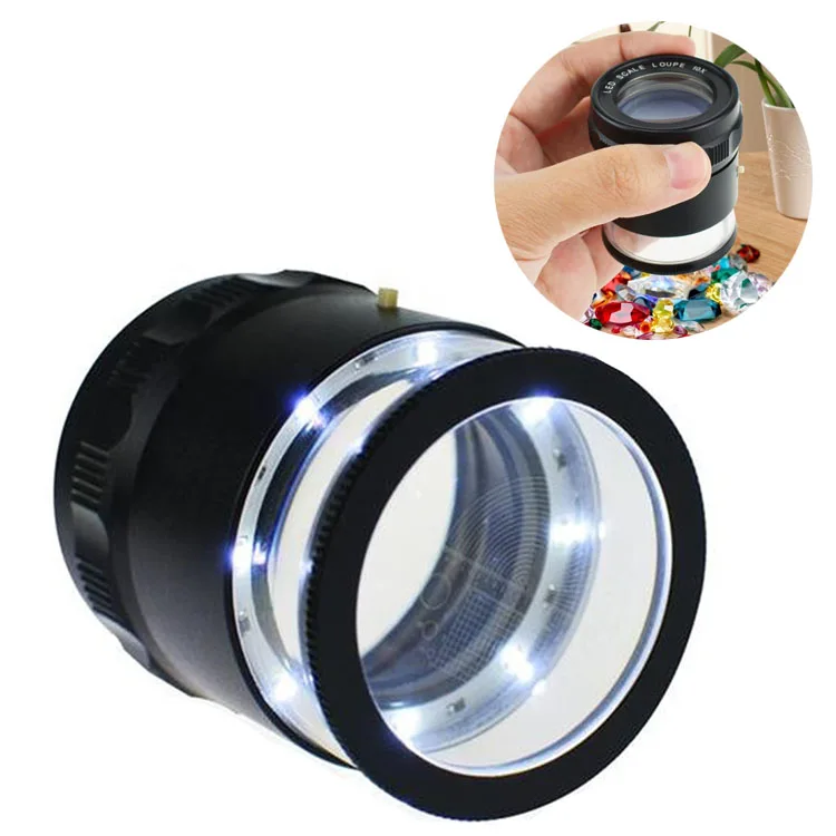 /LED /Magnifier /With Graduated Scale Crosshair Ruler Adjustable Focus For Jewelry Watch Lab Inspection Metal ABS Housing Tool