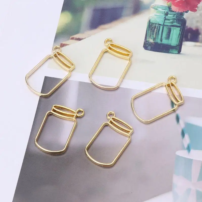 R66A UV เรซิน Hollow จี้ bezels 5x กรอบขวดโลหะลอยสำหรับงานฝีมือศิลปะ DIY