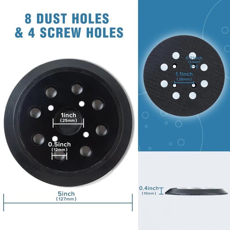 5 Inch 8 Hole Hook Loop Replacement Pads Orbital & Random Orbit Sanders Backing Abrasive Tools Sanding Polishing