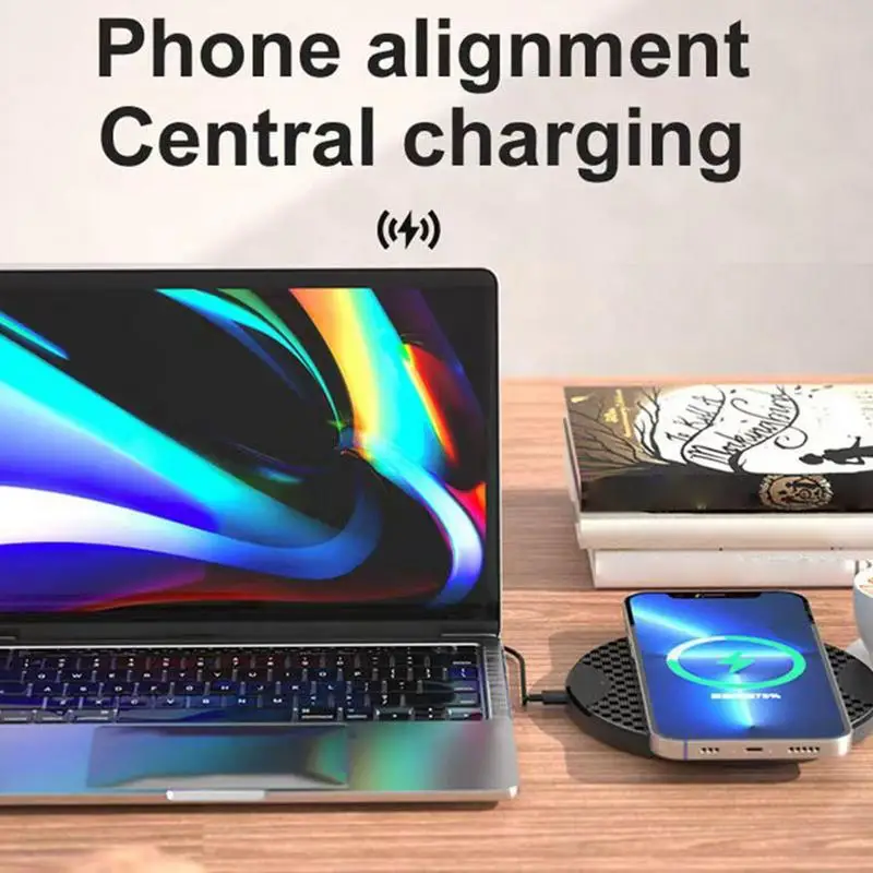 แผ่นรองชาร์จไร้สายที่ชาร์จแบบไร้สายแท่นชาร์จโทรศัพท์มือถือแบบไร้สายแบบบางเฉียบชาร์จไร้สายสำหรับมือถือส่วนใหญ่