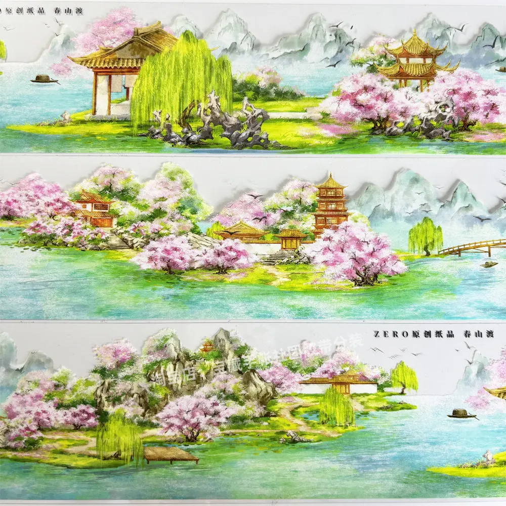Journal Washi Pet Tape Spring Mountain Crossing Zero Mountain River Ancient PET Scrapbooking Collage Sticker Card Making