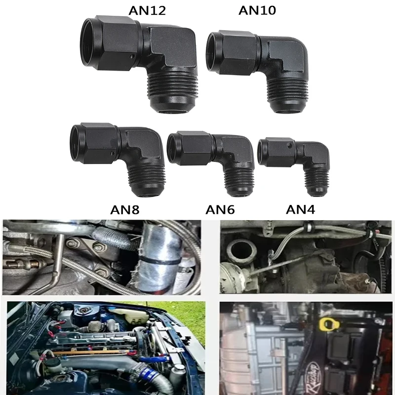 Fuel Oil Transfer Adapters AN4 AN6 AN8 AN10 AN12 Swivel Coupler Union 90 Degree Male To Female Aluminum alloyFitting