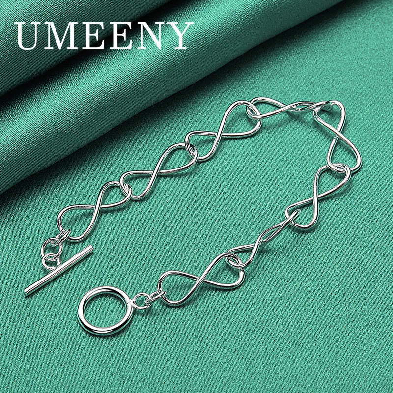

Luxury 925 Sterling Silver 8 Inch Exquisite Geometric Bracelet Women Fashion Accessories Gift Party Jewelry