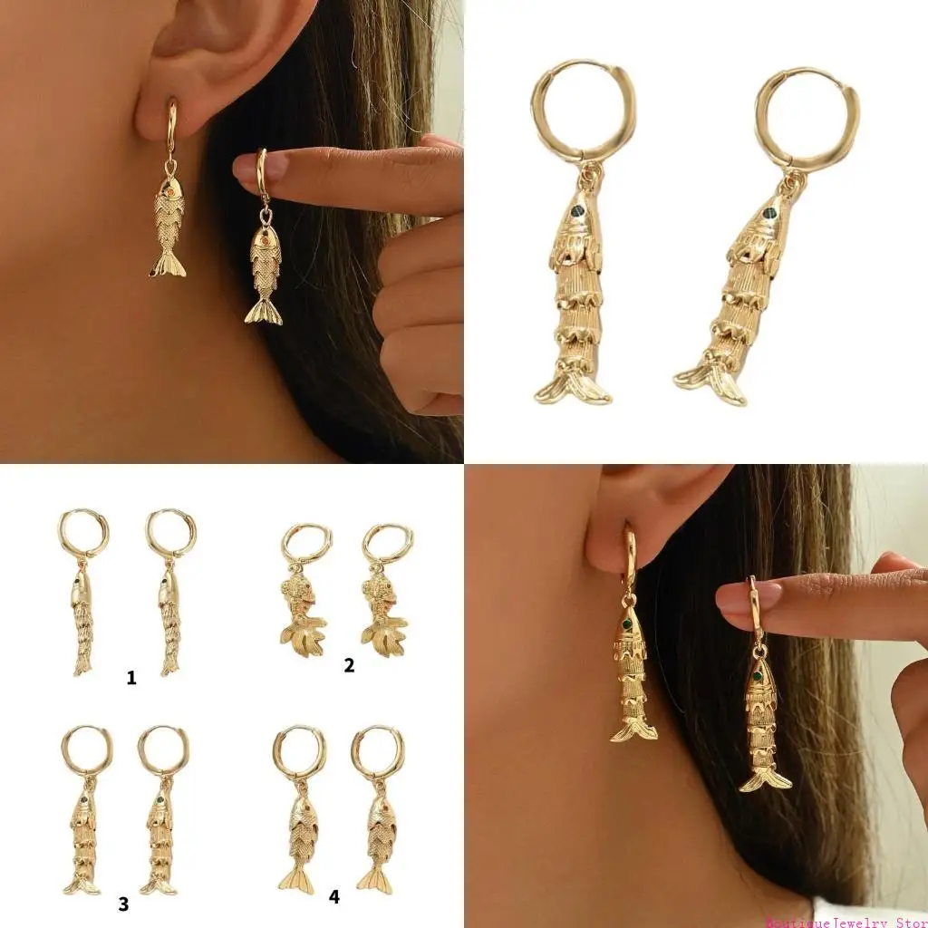 E1PE Beautifully Crafted Fish Earrings Ear Rings for Enhancing Your Everyday Look