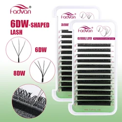 FADVAN 6D/8D W Shape (Double Layers 4D/3D-W Shape) C/D/L Curl Eyelashes Extension Natural Soft Volume Fan Lash Premade Eyelash