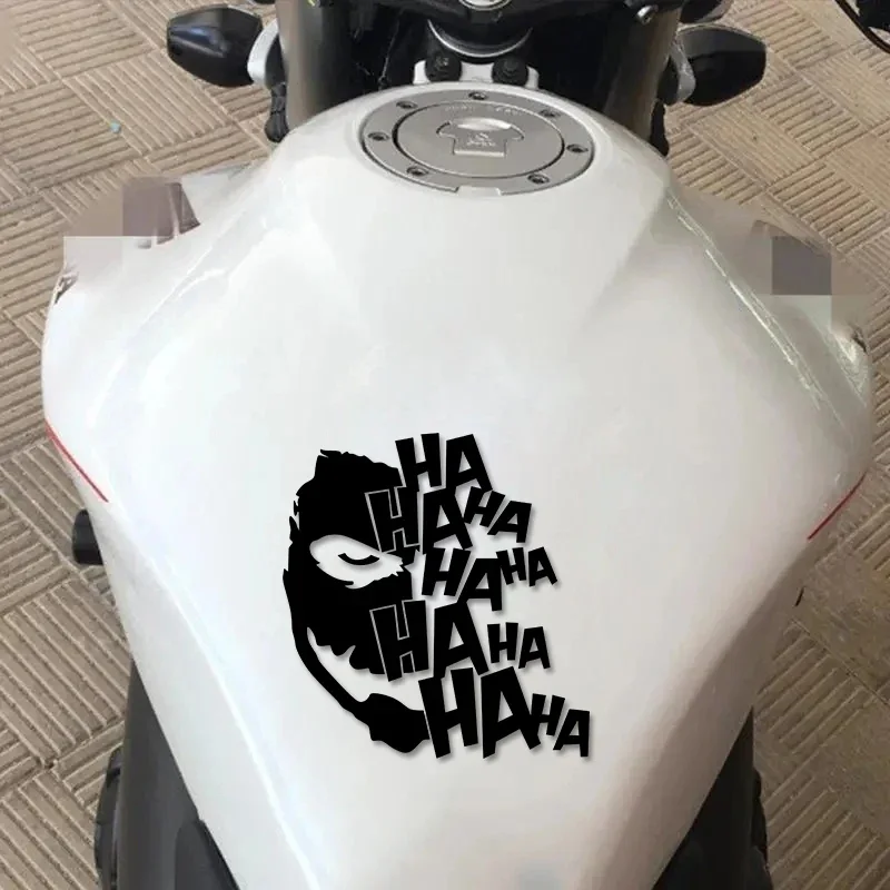 Clown Mask HAHAHA Motorcycle Stickers Motorbike Fuel Tank Front Windshield Waterproof Funny Vinyl Decals Scooter Body Decoration