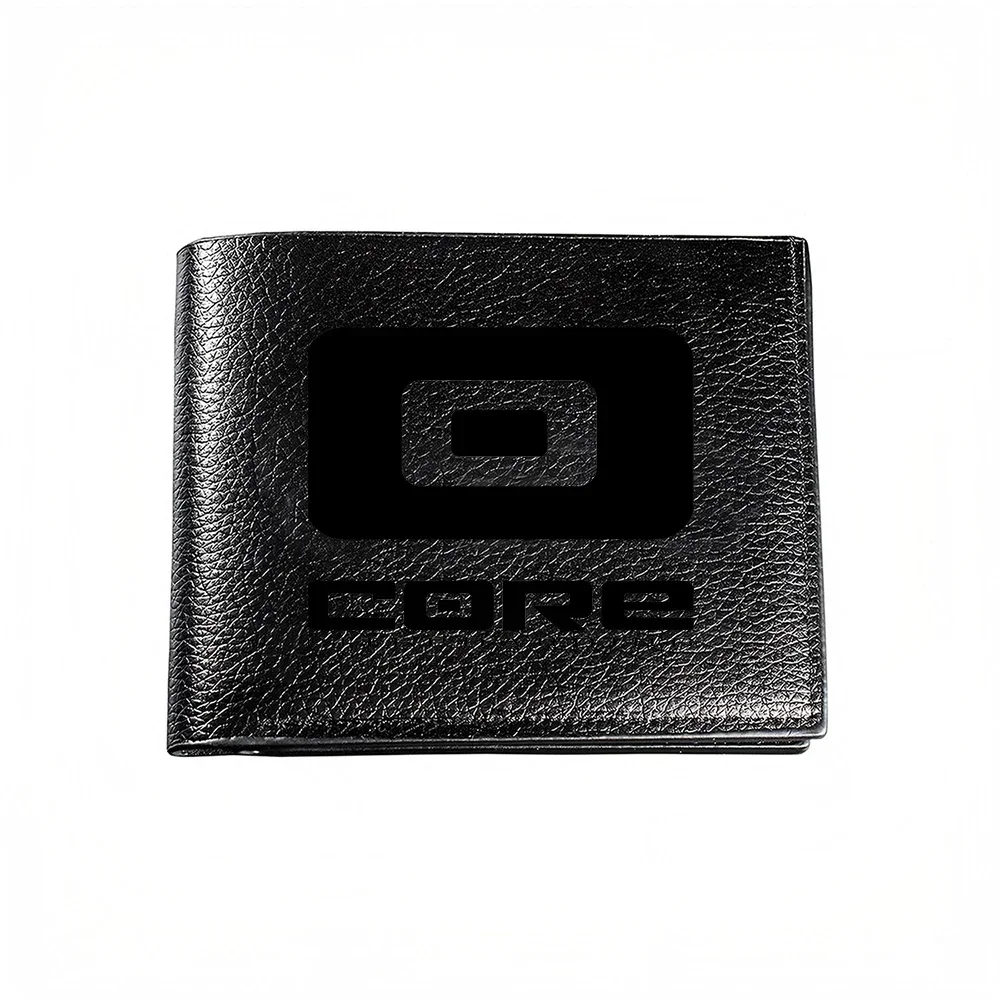 Minimalist Black Wallet With Geometric Logo Design For Modern Men Casual Business Style Fashion Accessory