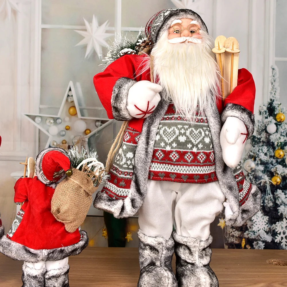 

30cm/45cm Christmas Large Santa Claus Dolls Ornaments Standing Santa Figurine Doll Christmas Home Decoration Arbol De Navidad