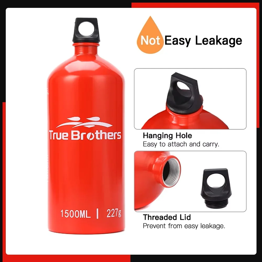 1.5L Outdoor Gas Oil Fuel Bottle Aluminum Oil Fuel Bottle Alcohol Liquid Gas Oil Container For Camping Stove Hiking Cooking