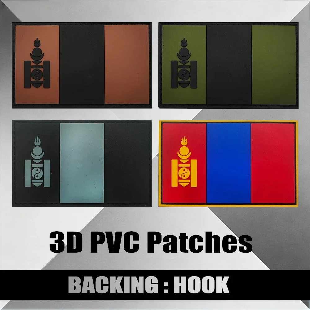 

Тактическая нашивка с флагом Монголии 3D, резиновая, с креплением на липучке, для одежды