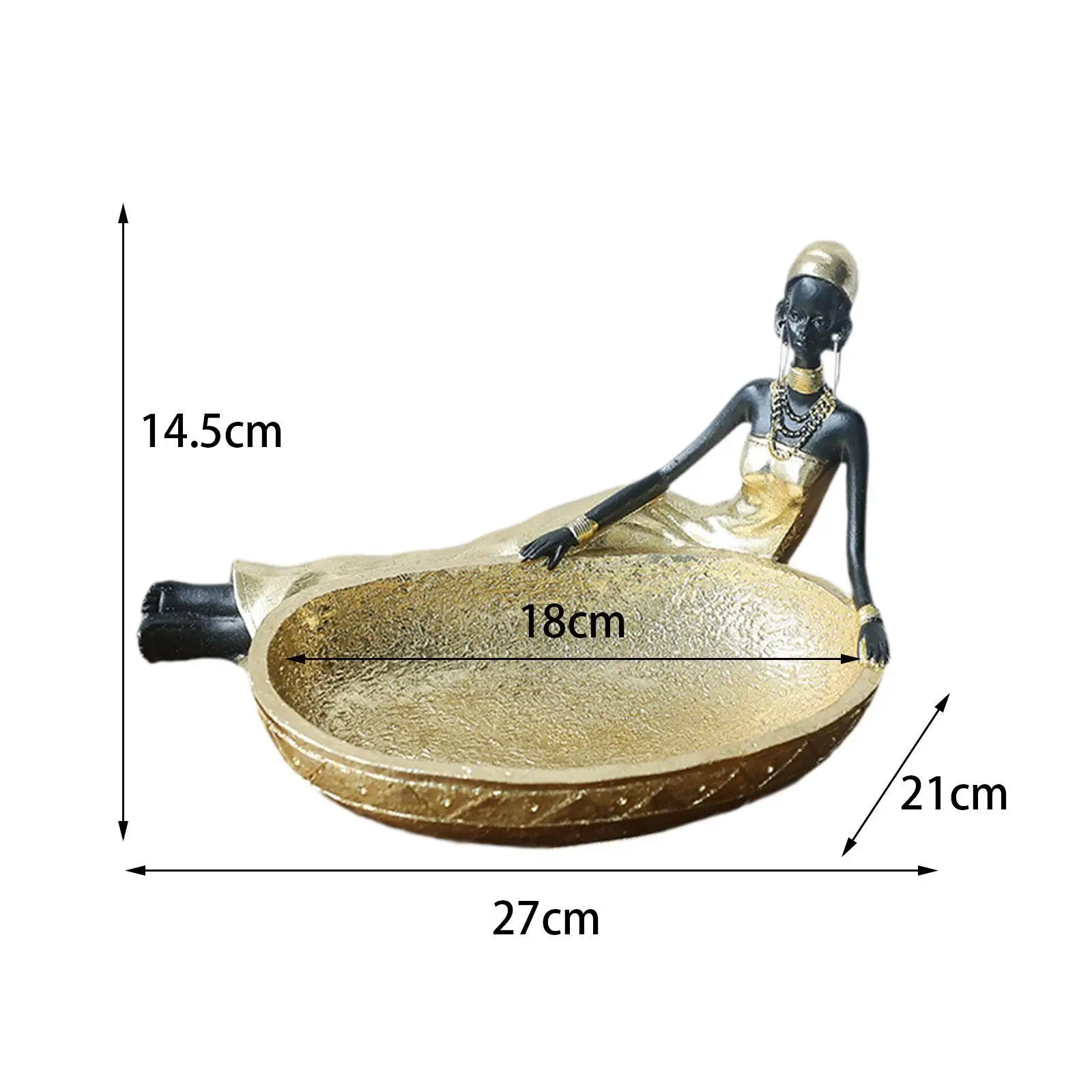 Statuetta africana statua della ragazza con vassoio da portata vassoio di caramelle decorazioni per soggiorno figurina tribale della signora per l'appartamento d'ingresso