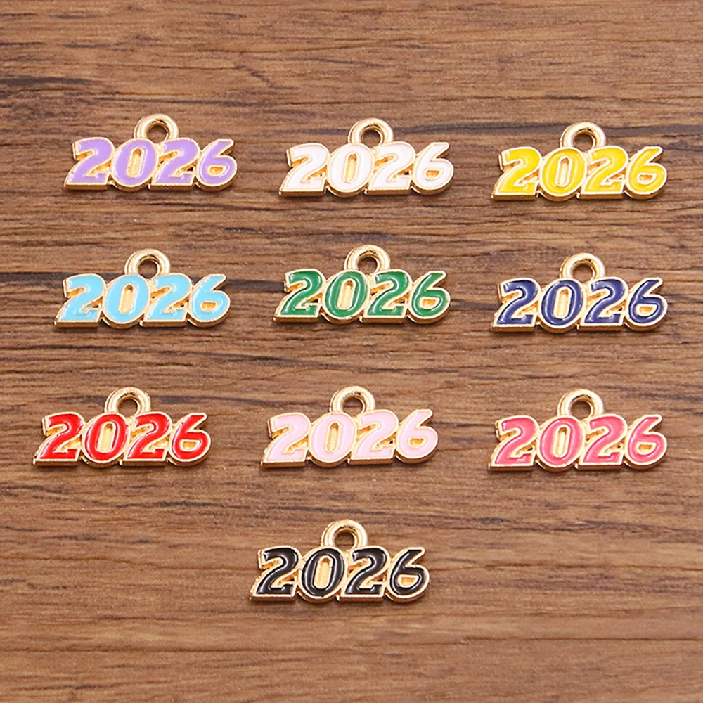 200pcs/lot DIY Jewelry Accessories Alloy Colorful 2026 2027 2028 Letter Earring Connector Bracelet  Pendant