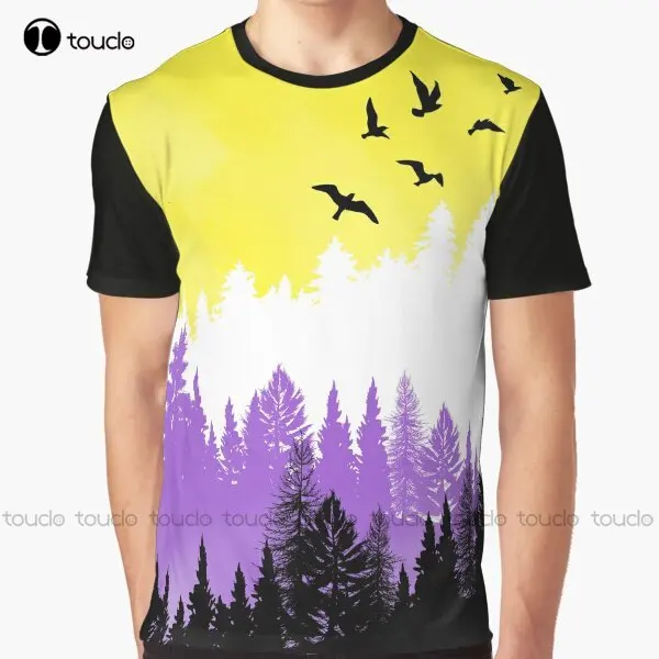 Non Binary Landscape Pride Flag Graphic T-Shirt Shirts For Men Big And Tall Digital Printing Tee Shirts Christmas Gift Xxs-5Xl