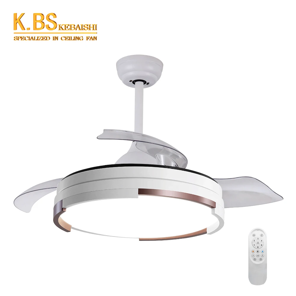 

110V 220V Home Decorative Indoor Remote Control Modern Led Retractable Dc Ceiling Fan With Light