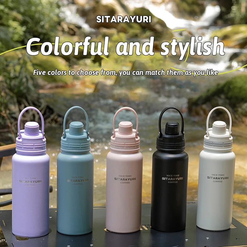 

1000ml Large Capacity Vacuum Cup Thermos Bottle Stainless Steel Water Bottle for Camping Travel with Dustproof Magnetic Cup Cap