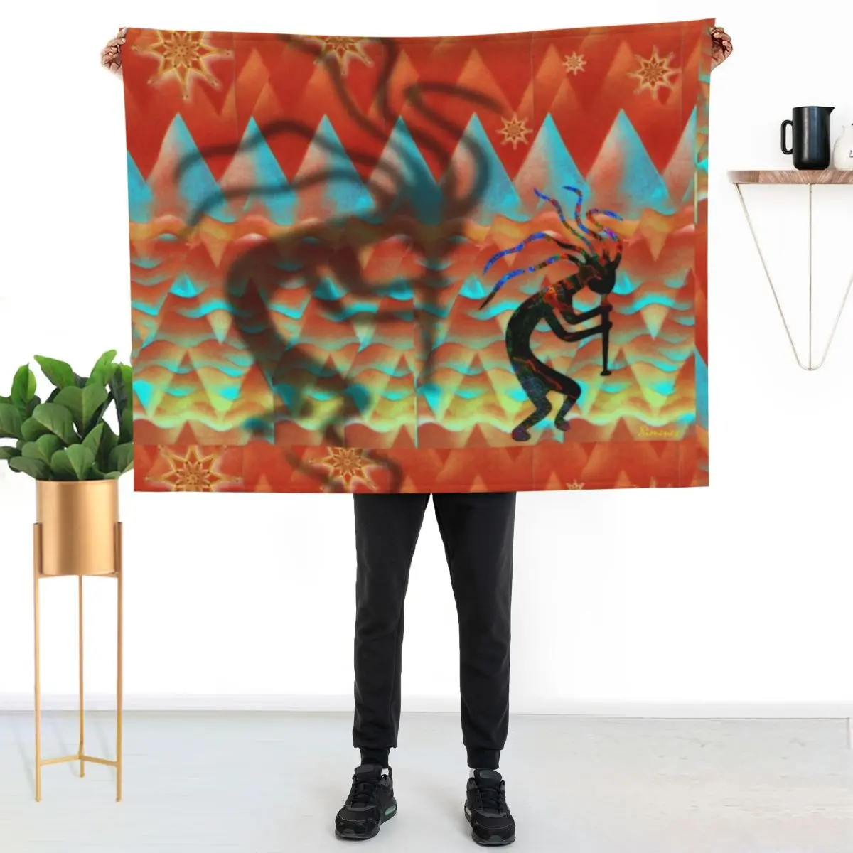 Kokopelli Flute Player Plays Day and Night Throw Blanket Luxury Brand Nap wednesday Quilt Polar Blankets