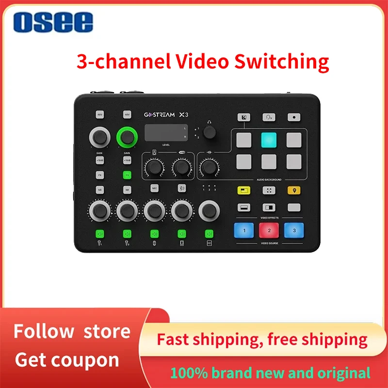 Osee GoStream X3 Video Audio 3-channel with Foot Pedals Switching HDMI Video Audio Switching Live Streaming Screen Audio Control