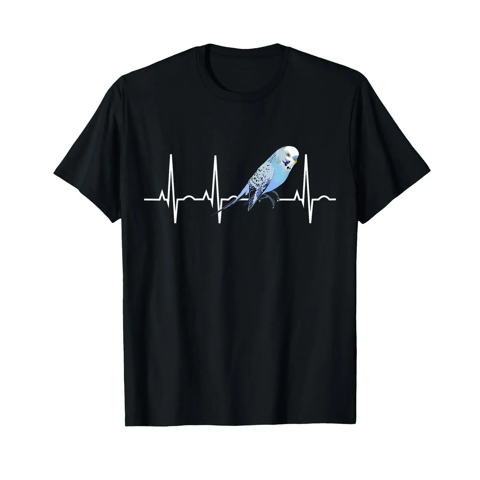 ParakeeT T Shirt Blue Budgie Lover Heartbeat  vintage Washed Casual Top For Everyday Wear Stylish Breathable Versatile