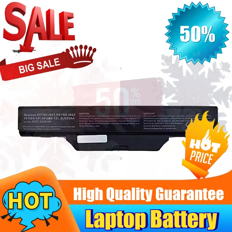 SWZY HSTNN-IB51 10.8V 5200mAh Laptop Battery for HP/Compaq 610 615 550 Business Notebook 6720s 6730s 6735s 6820s 6830s GJ655AA