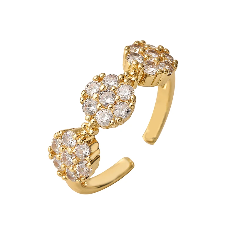 HECHENG,Temperament Sweet Flower Finger Rings for Lady Luxury Inlaid AAA CZ Fashion Opening Rings Women's Finger Accessories Gif image 2
