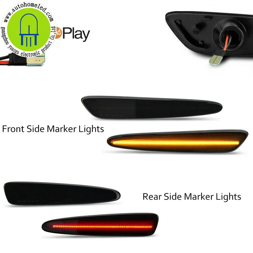 4x Car Repeater Sequential Blinker Led Turn Signal Indicator Side Marker Light Lamp Sidemarker for Chevy Corvette C6 2005-13