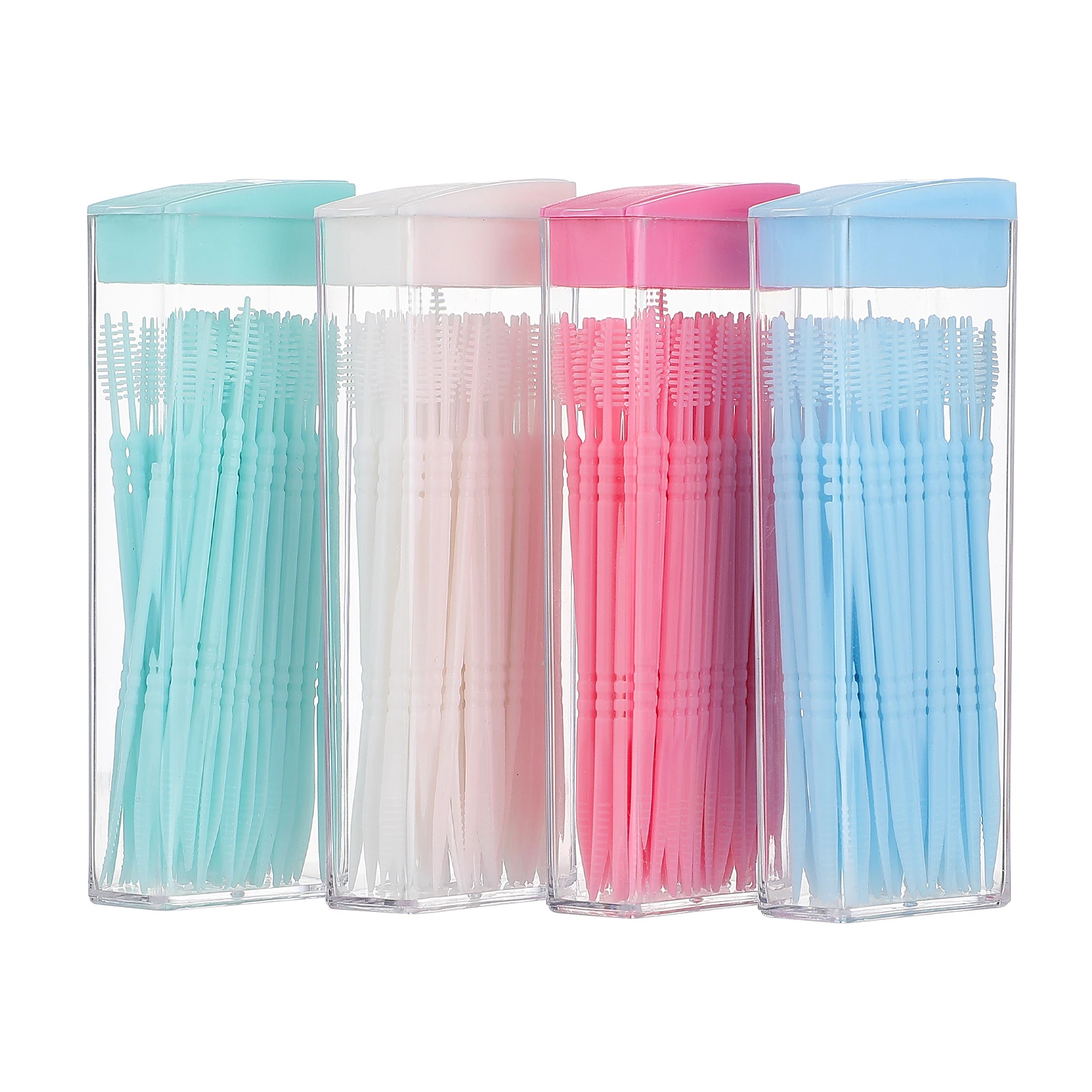 

200pcs Double-headed Toothpick Brush Picks Teeth Stick Food Grade PP Material Oral Care Interdental Cleaner Portable Container