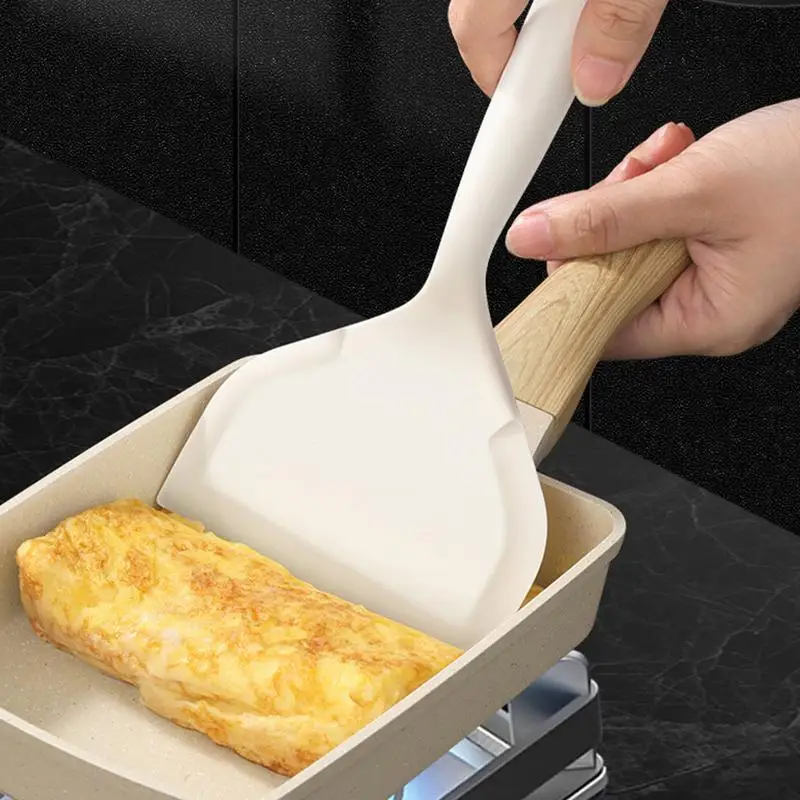Pá de silicone espátula utensílios de cozinha carne ovo raspador de cozinha ampla pá de pizza fritar espátula antiaderente ferramentas para casa