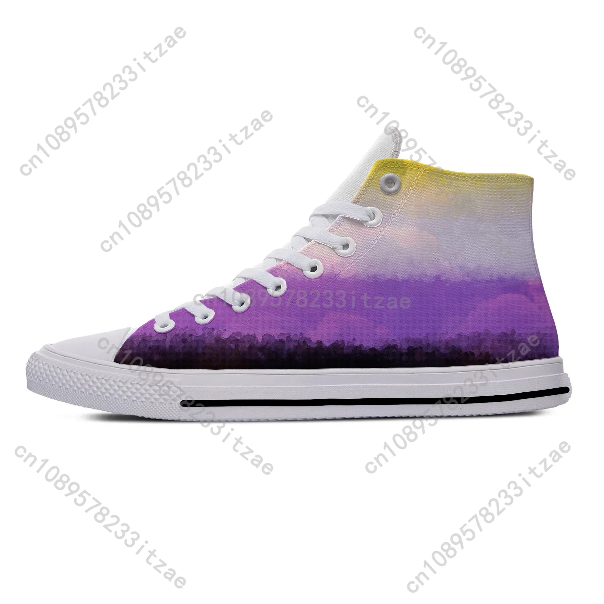 

Hot Cool Non Binary Flag Enby Pride Fashion High Top Breathable Novelty Casual Board Shoes Lightweight Men Women Latest Sneakers