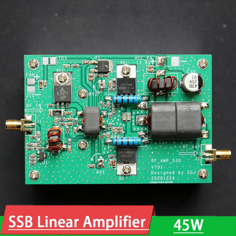 45W 3MHz-28MHz SSB RF Linear Power Amplifier for Transceiver HF Shortwave Radio AM FM CW HAM RFID System