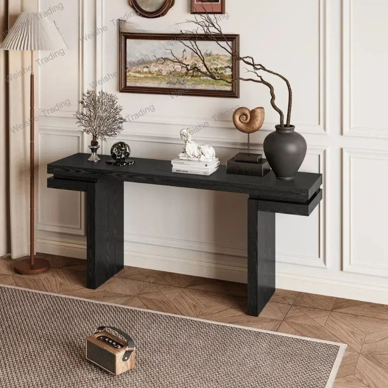 Wabi Sand medieval style Entrance Platform Solid Wood Round Bead Edge End View Decoration Table Case