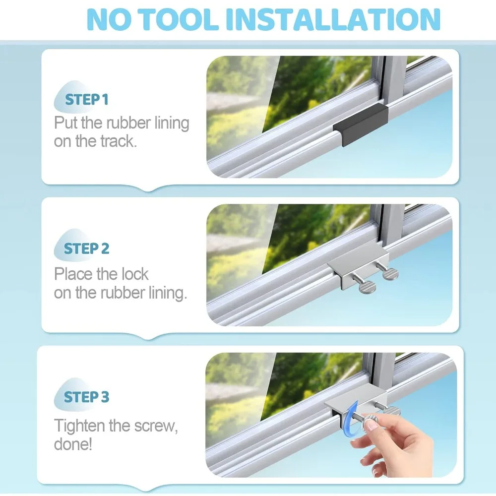 10pcs Double Hole Window Limit Locks Stainless Steel With Keys Sliding Window Locks Adjustable Stopper Window Security Stops
