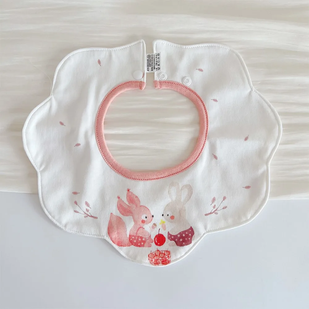 

Cute Cartoon Anti-vomiting Bibs Cotton Yarn Flower Shape Baby Cotton Bibs Rotatable Round Neck Baby Drooling Bibs Infant