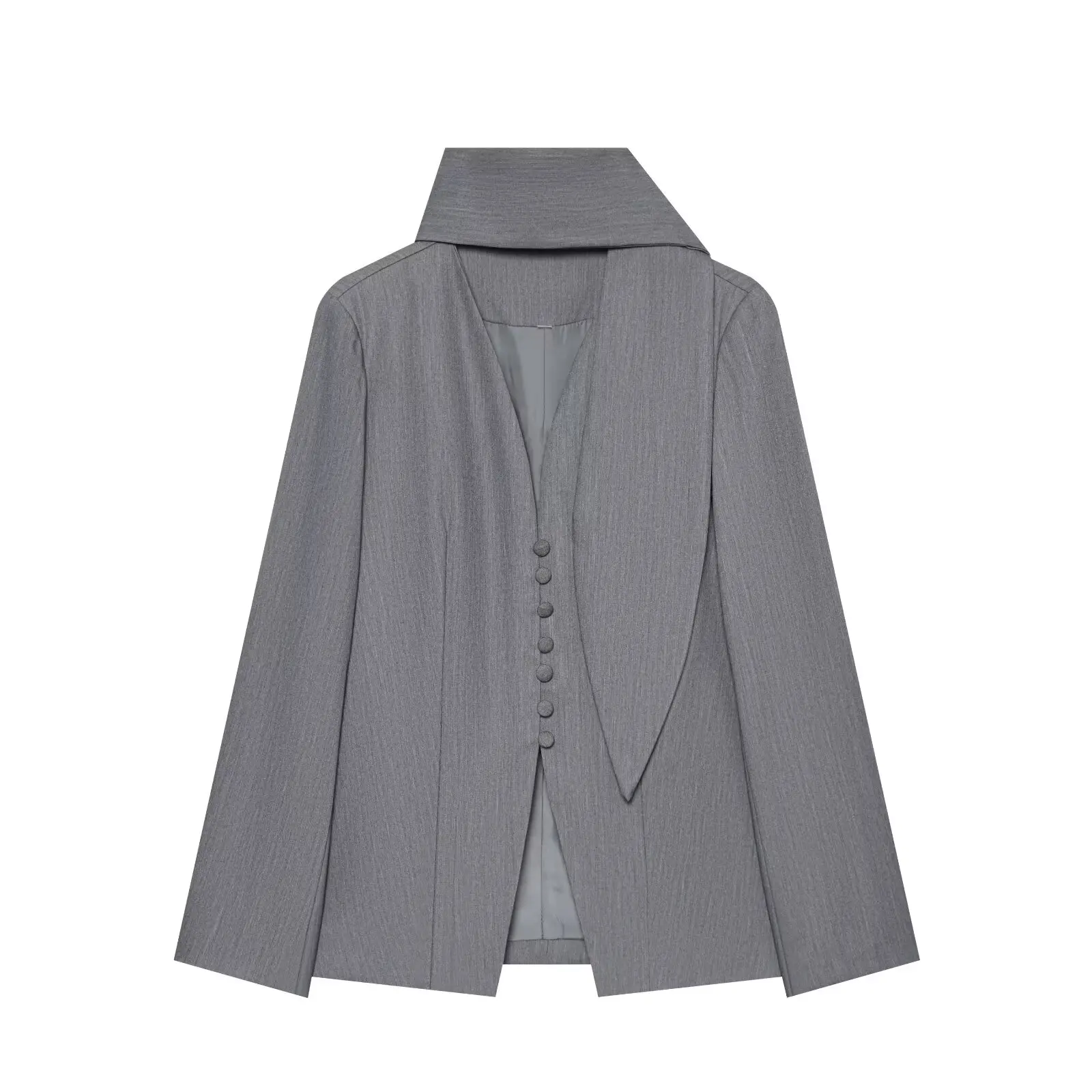 BSAY Damen Eleganter Blazer mit Schal-Reverskragen, Einreihig, Verdeckte Knöpfe, Lange Ärmel, Einfarbig, Business-Casual-Anzugjacke – Detail 5