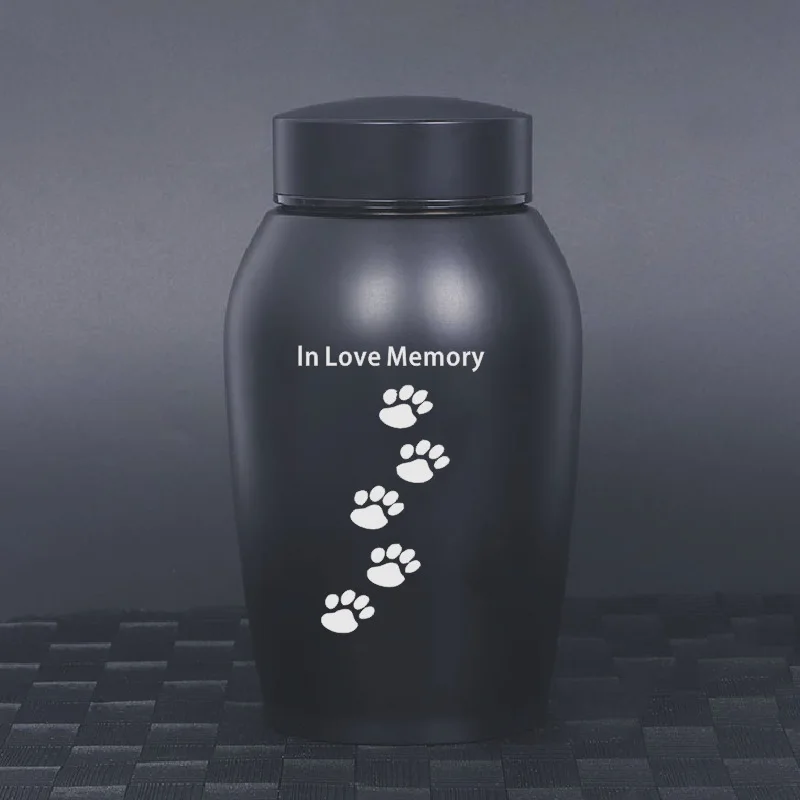 Pet Ash vaso commemorativo Pet Memorial Ashes Dog Urn zampe Decorative in acciaio inossidabile urna incisa per animali domestici cuccioli e gatti cani