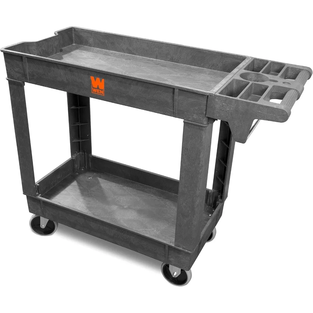 

500-Pound Capacity Two-Shelf Service Utility Cart Convenient Push Handle Smaller Compartments Along Additional Storage