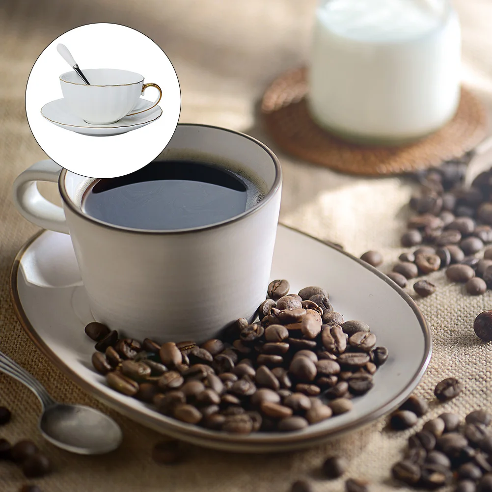 

1Set Exquisite Coffee Mug Set with Dish Sturdy Ceramic Structure Comfortable for Restaurant Tea Room Home Use