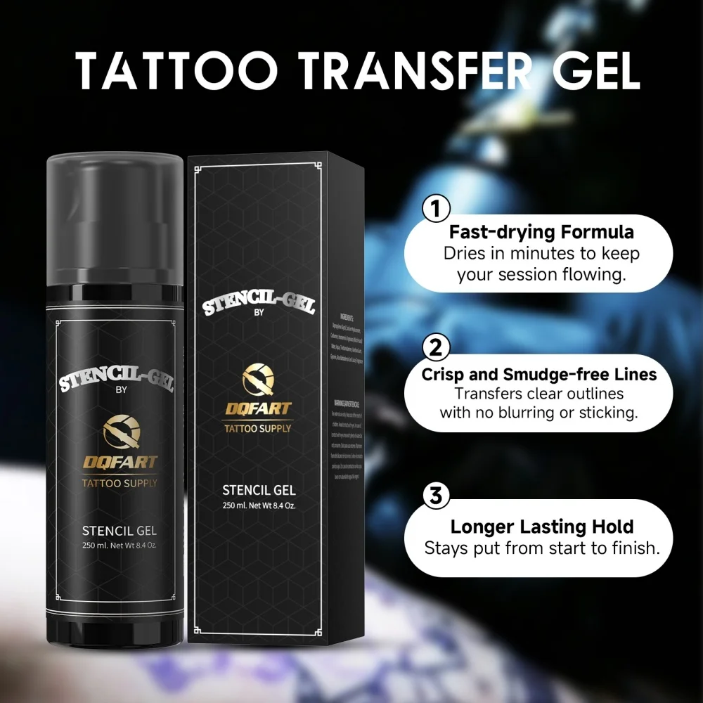 DQFART New Black Transfer Printing Gel Spray 250ml Large Dose Tattoo Artists Supplies Accessories High-quality Body Art