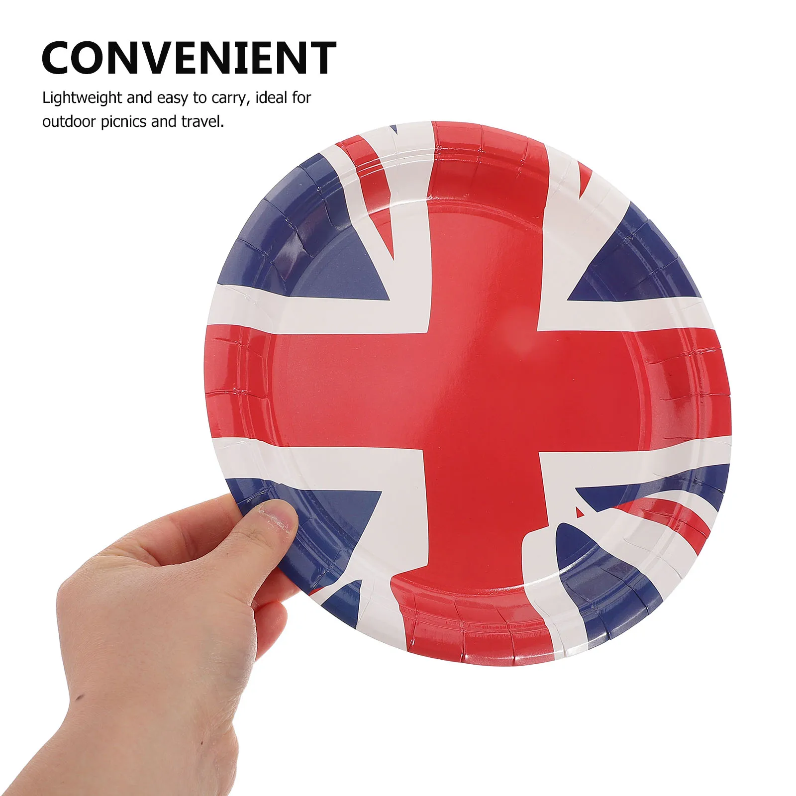 Vajilla desechable con bandera, suministros para fiestas, platos, Unión Jack ligera reutilizable para suministros para fiestas de cumpleaños y vacaciones, 16 Uds.