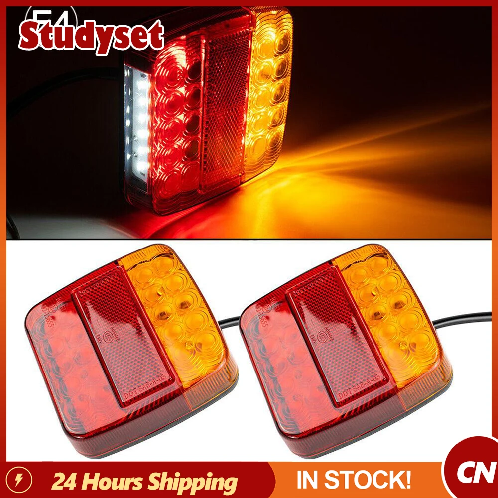 2pcs Led Trailer Tail Light Dc 12v Waterproof Shockproof 20led Rv Atv Stop Indicator Truck Lamp Turn Signal Motorbike Accessory